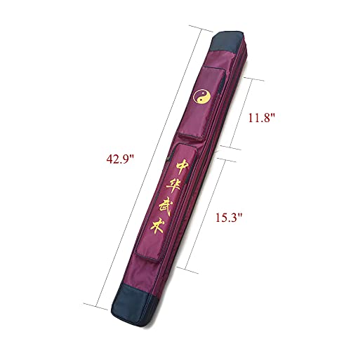 Waterproof Kung Fu Tai Chi Sword Case Double Layer Carrying Bag - color: Winered&Black