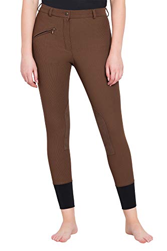 TuffRider Ladies Minerva 3 Season Printed Knee Patch Tights - color: Chocolate, size: 28