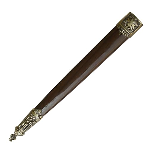 MASTER USA – Medieval Mini Short Sword, Stainless Steel Blade with Cast Metal Handle, Wood Scabbard – Fantasy, Collectible - color: Brown