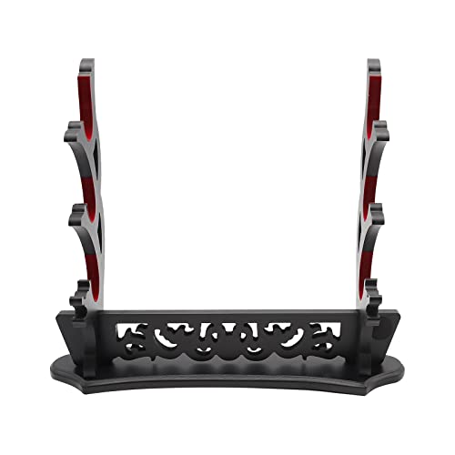 Saihisday Sword Stand Vine Katana Stand Three-Tier Sword Holder with Padded for Japanese Samurai Sword Display Tanto Rapier Light Saber, Black Lacquer Finish - size: 3-Tier