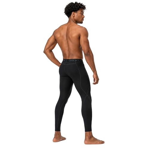 DEVOPS 2-3 Pack Men's Compression Pants Leggings Tights Pocket/Non-Pocket - color: 1# (Basic) - Black / White, size: Large