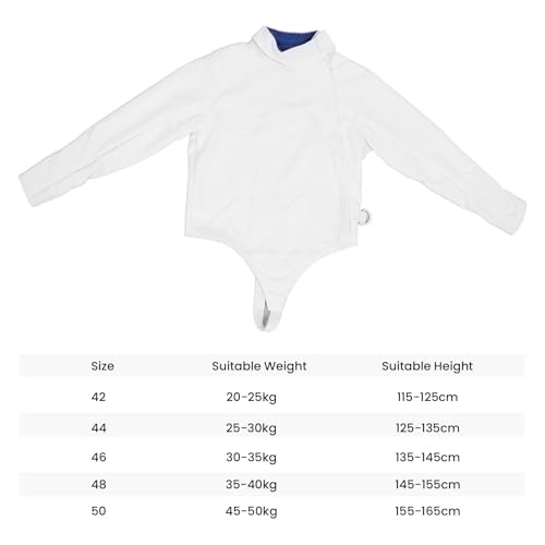 Fencing Jacket for Foil Epee Saber Youth Fencing Sport Uniform for Training Anti Puncture Thickened CE350N - size: 50