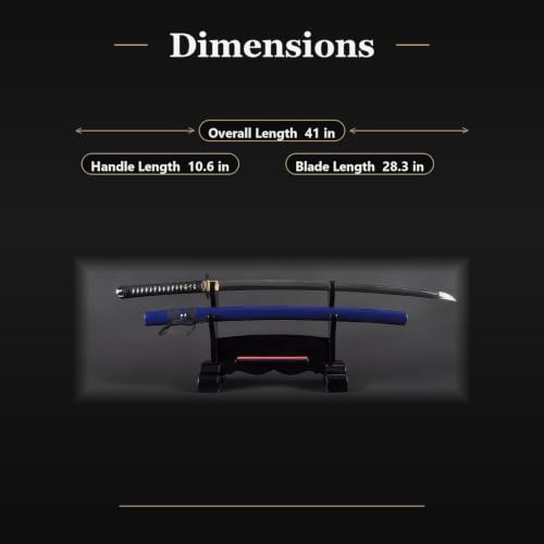 1045 Katana, Hand Forged Full Tang Japanese Sword | Classic Tsuba Series - color: Blue,White