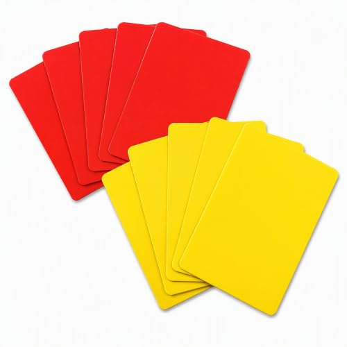 Toyvian 10pcs Professional Referee Cards - 5 Red & 5 Yellow Soccer Penalty Cards, Official Football Referee Cards for Match - color: 10 pcs Card