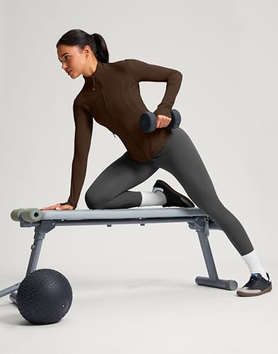 G Gradual Women's Workout Jackets Extended Waist Length Slim Full Zip 4 Pockets Athletic Jacket Spring Running Yoga Clothes - color: Fudge Coffee, size: Small
