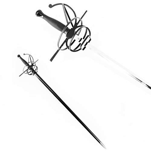 Medieval Warrior Fencing Rapier-Spiral Swept-Hilt-Sword Comes with Scabbard - style: 5919BK