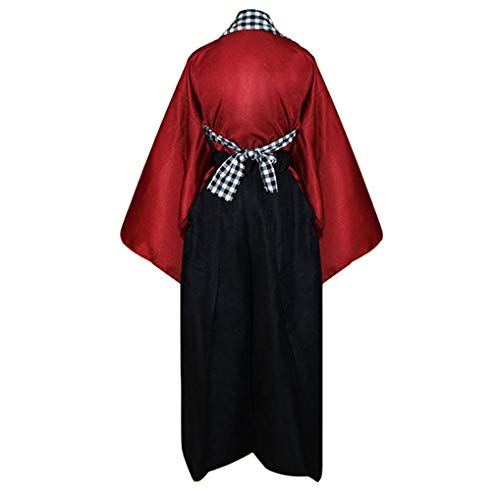 DJF Men's Kendo Hakama Aikido Japanese Samurai Costume Judo Martial Arts Uniform - color: Red, size: Large