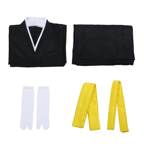 Japanese Samurai Hakama Uniform Traditional Aikido Kendo Martial Arts Anime Costume - color: Yellow, size: X-Small
