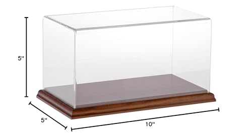 Plymor Clear Acrylic Display Case with Hardwood Base, 10" W x 5" D x 5" H - color: Hardwood Base