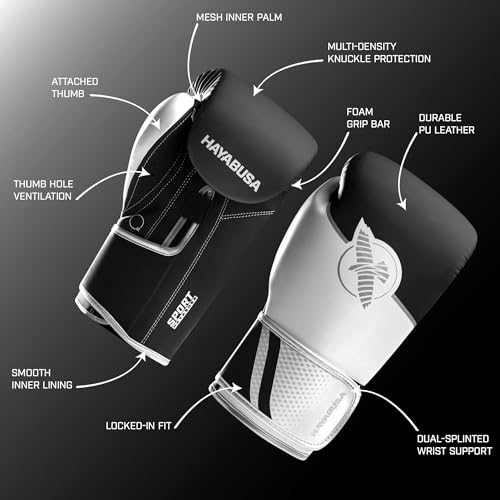 Hayabusa Sport Boxing Gloves - Dual-Splinted - color: White / Silver, size: 12oz