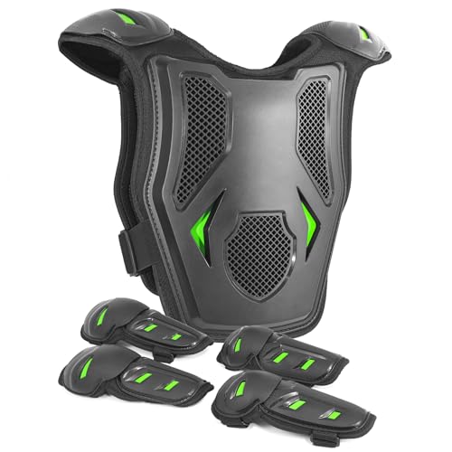 Kids Dirt Bike Gear, Motocross Armor Body Guard Vest Suit (Green) - color: Green