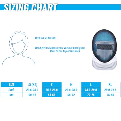 Foil Fencing Mask - 350N Mask with Removable Lining - CE Certified Foil Fencing Helmet - color: Fixed Lining, size: Large