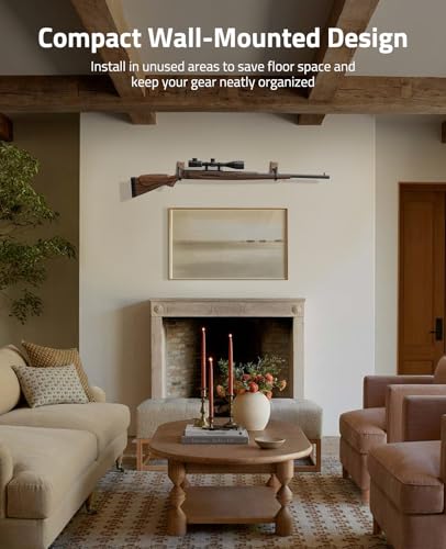CVLIFE Gun Rack for Wall, Gun Hook Wall Mount, Shotgun Rifle Hanger Holder - color: Black Walnut
