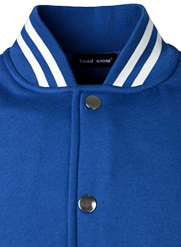 HOOD CREW Man’s Varsity Jacket Cotton Blend Letterman Jackets - color: Blue, size: X-Large