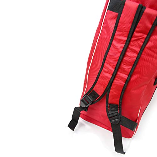 LEONARK Fencing Draw-bar Wheel Bag for Epee Saber and Foil - Hema Sword Bag Trolley Case for Fencing Suit and Mask - color: Red a