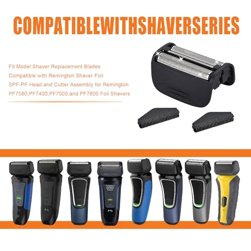 2PACK(BLACK)Replacement Head and Cutter Assembly Compatible with Remington PF7400, PF7500, and PF7600 Foil Shavers