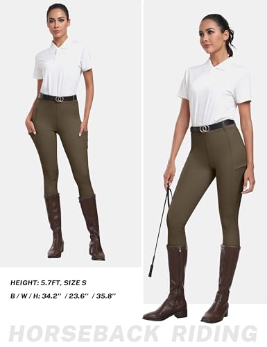 MoFiz Women's Horse Riding Pants Breeches Equestrian Pants Riding Tights - color: Brown, size: Medium