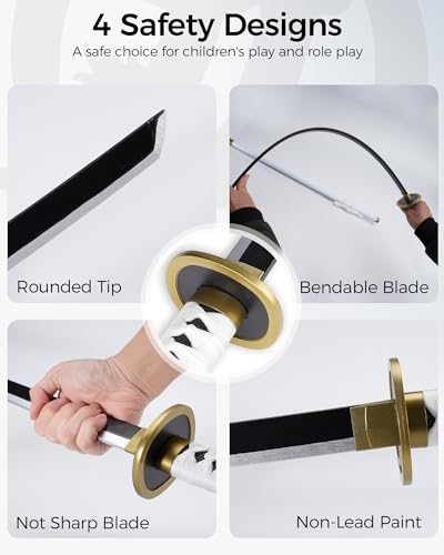 Cold Blade Katana Sword - 41 inches Katana Replica with Holster Belt and Display Stand - Sword with Authentic Design - color: 3 Piece-Violet Flame+Purple Inferno+Plain White
