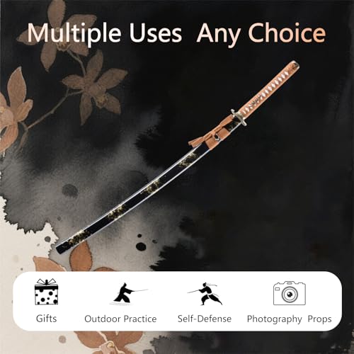 Handmade Sharp Katana, Traditional Clay Tempered 1060/9260/T10 Steel, Full Tang Real Katana Sword, Authentic Japanese Craft Samurai Sword - color: Brown