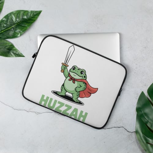 Huzzah Knight Frog Fantasy Medieval Jousting Sword Ren Faire Graphic Laptop Sleeve - size: 13 Inches