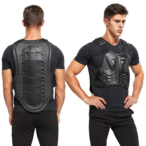 PELLOR Motorcycle Armor Vest Chest Back, Motocross Body Guard Vest Skiing Riding Skating Anti-Fall Vest Protective Gear - size: Large
