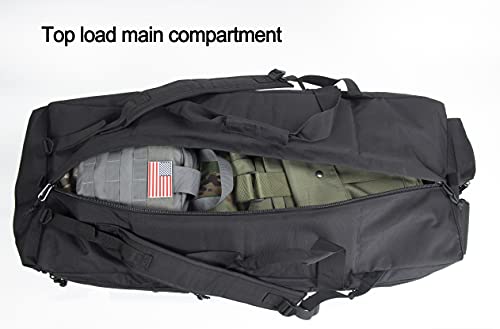 Large Military Duffle Bag Tactical Gear Load Out Bag Deployment Cargo Bag Travel Sports Equipment Duffel Luggage Bag with Backpack Straps 90L - color: COYOTE TAN