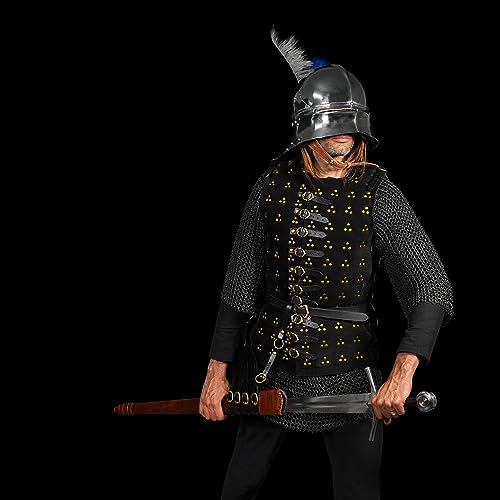Mythrojan Medieval Sword Frog Adventurer with Leather Holder for Universal Rapier, Broadsword, Cutlass - style: Left Handed - Black (6")