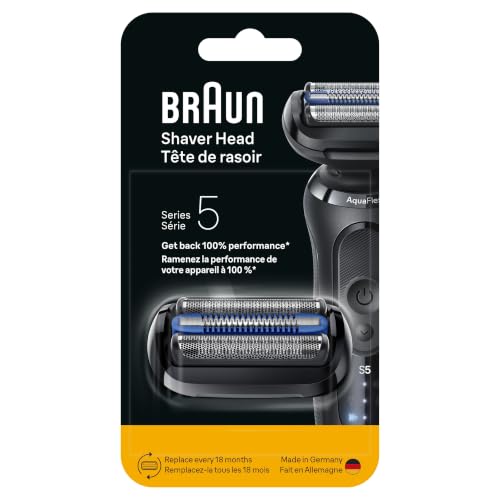 Braun Series 5 Electric Shaver Replacement Head, Easily Attach Your Shaver Head for a Shave as efficient as Day one, Compatible with New Generation Series 5 Shavers, 54B, Black - color: Black