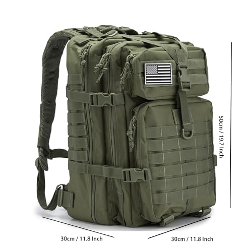 QT&QY 45L Military Tactical Backpacks Molle Army Assault Pack 3 Day Bug Out Bag Hiking Treeking Rucksack… - color: 0.1 Green