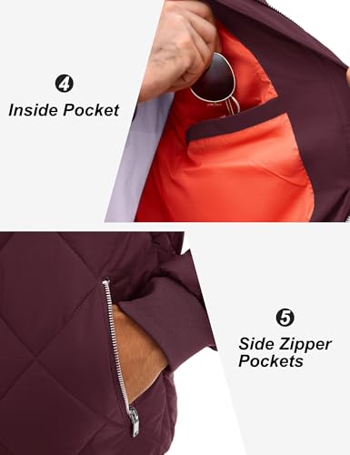 TACVASEN Men's Padded Jackets Winter Full Zipper Fleece Outwear Casual Windproof Bomber Varsity Coat - color: Red, size: X-Large