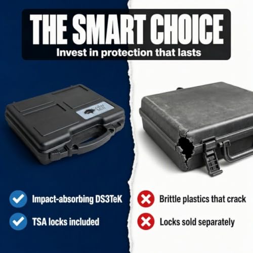 TSA Hard Pistol Case, Crushproof Pick and Pluck Foam Handgun Revolver Case - color: Urban GRAY