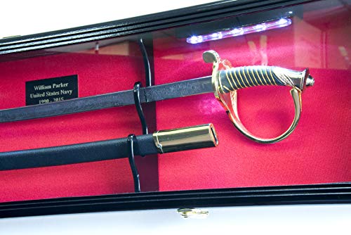 1 Sword Display Case Cabinet Stand Holder Wall Rack Box - Lockable w/ 98% UV Protection - color: Oak
