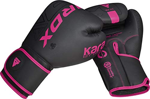 RDX Boxing Gloves, Pro Training Sparring, Maya Hide Leather, Muay Thai MMA Kickboxing, Men Women Adult, Heavy Punching Bag Focus Mitts Pads Workout, Ventilated Palm, Multi Layered, 8 10 12 14 16 18 Oz - color: PINK, size: 10 OZ