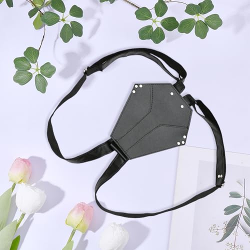 PU Leather Ninja Double Sword Back Holster Case with Adjustable Shoulder Strap Black Medieval Waist Belt Sword Frog Bag Sheath Holder Renaissance Viking Cosplay Costume for LARP Halloween - style: Back Strap for Dual Sword