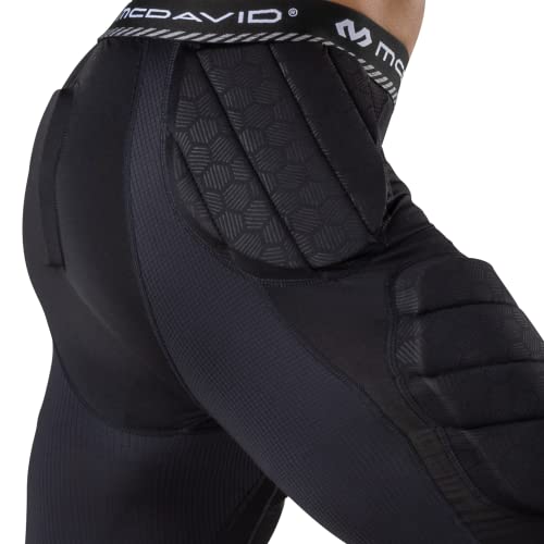 McDavid Mens Football Integrated 7 Pad ¾ Compression Tights, Protection for HIPS, Thighs, Tailbone & Knees, Adult - color: Black, size: Medium