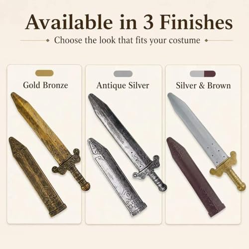GiftExpress 19" Plastic Roman Toy Sword with Sheath – Pretend Play Dagger Nordic for Knight, Viking, and Roman Warrior Costumes