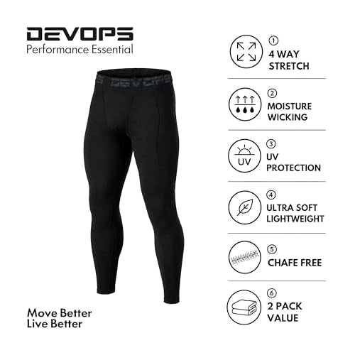 DEVOPS 2-3 Pack Men's Compression Pants Leggings Tights Pocket/Non-Pocket - color: 1# (Basic) - Black / Camo Black, size: XX-Large