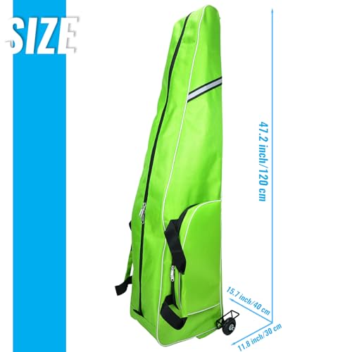 Fencing Bag with Wheels - Draw-bar Rolling Fencing Bag - Fencing Bags with Integrated Plate and Wheels - color: Grass Green