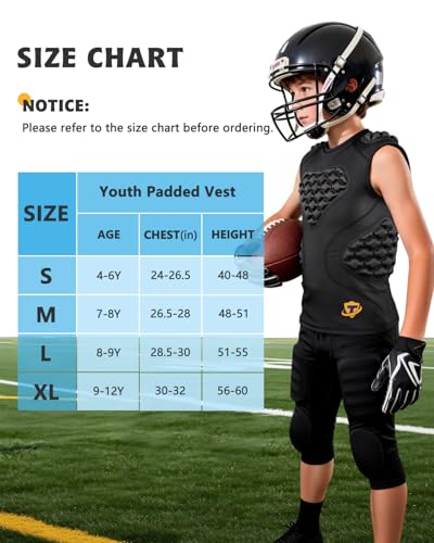 Youth Padded Compression Shirt Vest Rib Chest Protector Football Baseball - color: Black-white, size: Small