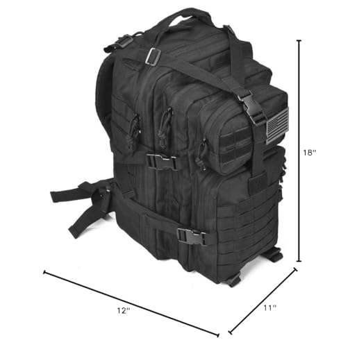 REEBOW GEAR 38L Tactical Backpack for Men 3 Day Military Bug Out Bag Black - color: Black