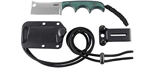 CRKT Minimalist Cleaver Outdoor Survival Fixed Blade Knife with Sheath: Stainless Steel Plain Edge Blade, Micarta Handle, 2383 - style: Cleaver