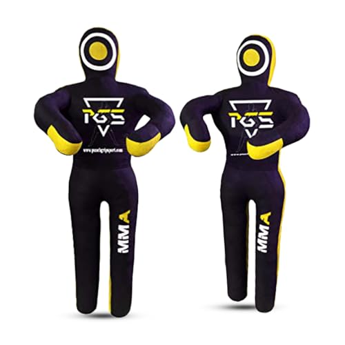 MMA Grappling Dummy Brazilian JIU Jitsu BJJ Punching Bag for Self Defense Wrestling Judo Karate Boxing Throwing Submission Standing Position - UNFILLED - color: Black Yellow, size: 4FT / 47"