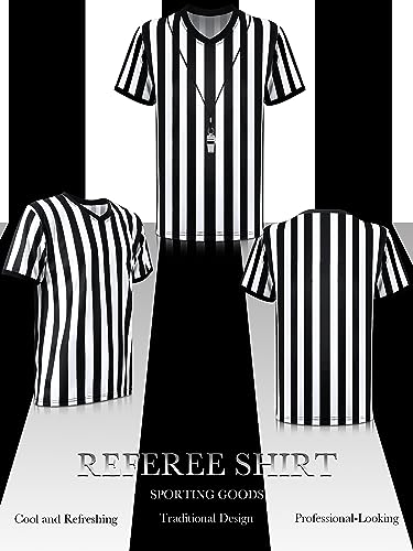 Ramede Referee Shirt with Whistle Official Football Referee Shirt Umpire Jersey Halloween Group Costume for Men Woman - size: X-Large