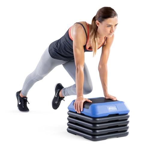 Circuit Fitness Non-Slip Step solution 16"x16", 2 or 4 Risers, 6 Colors - color: Oasis Blue - 4 Risers