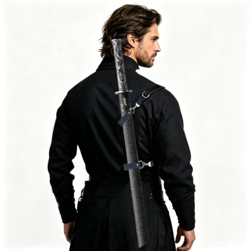 Authentic Full Size Samurai Katana, Unsharpened 1060 High Carbon Steel Japanese Sword with Sword Hanger, Premium Martial Arts Equipment, Ideal for Martial Arts Training, Anime Room Decor
