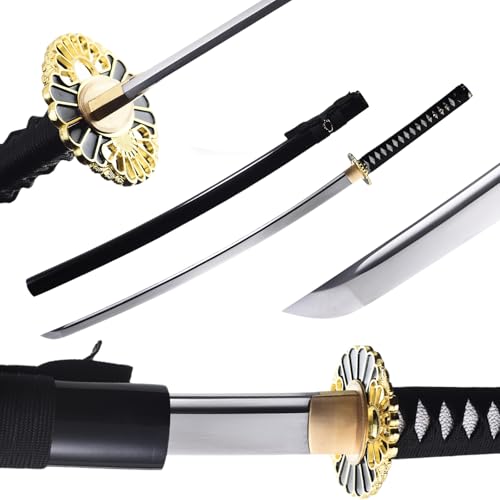 Handmade Sharp Katana, Traditional Clay Tempered 1060/9260/T10 Steel, Full Tang Real Katana Sword, Authentic Japanese Craft Samurai Sword - color: Black