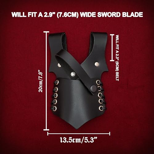 Mythrojan Medieval Sword Frog Adventurer with Leather Holder for Universal Rapier, Broadsword, Cutlass - style: Black (7.5" X 5")