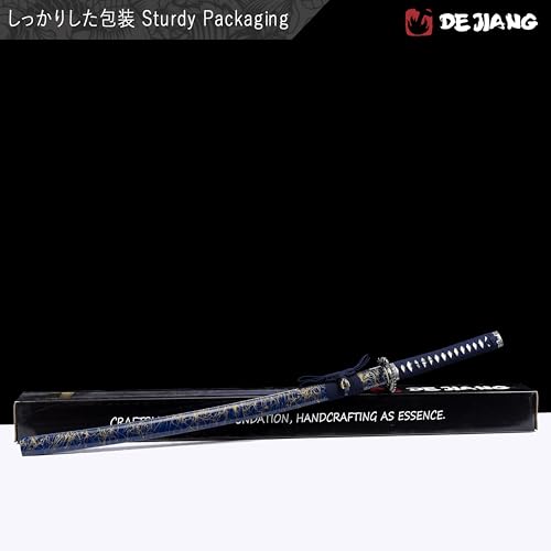 Katana Real Samurai Sword, Handmade Japanese Swords Full Tang 1060 1090 T10 Carbon Steel, for Training, Collecting, Dojo, Lovers of Japanese Culture etc. - color: Indigo Mistblade, style: 1060