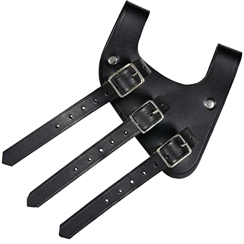 Mythrojan Medieval Sword Frog Adventurer with Leather Holder for Universal Rapier, Broadsword, Cutlass - style: Right Handed - Black (6" X 5")