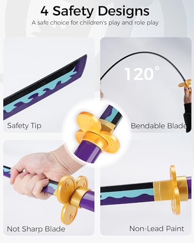 Cold Blade Katana Sword - 41 inches Katana Replica with Holster Belt and Display Stand - Sword with Authentic Design - color: Inferno Purple